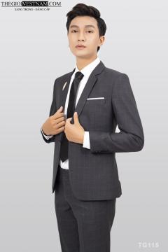Bộ Suit Caro Chìm Xám Một Nút TGS115